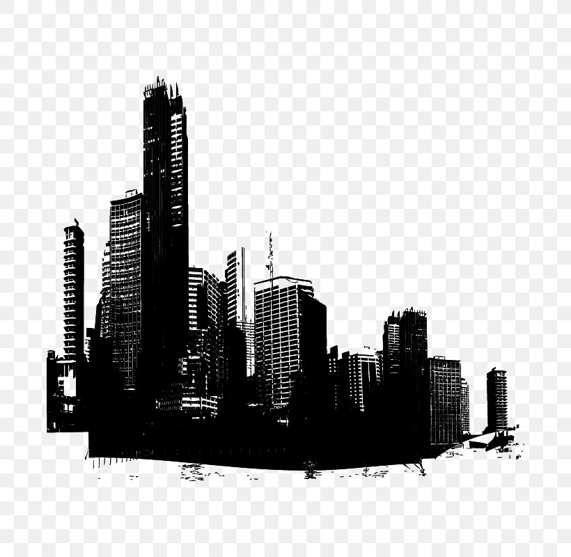 Skyline City, PNG, 800x800px, Skyscraper, Blackandwhite, Building, City, Cityscape Download Free