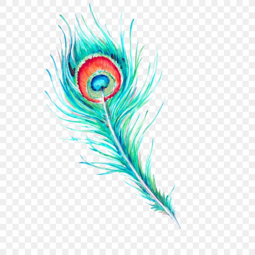 Feather Watercolor Painting, PNG, 1024x1024px, Feather, Aqua, Painting, Peafowl, Turquoise Download Free