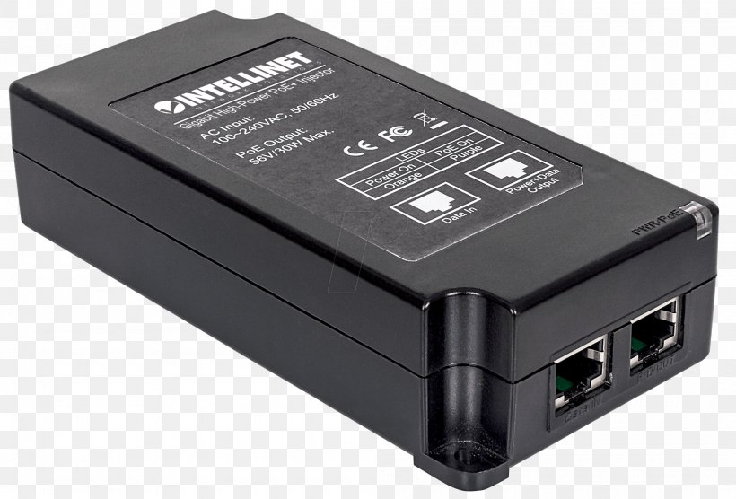 Network Cards & Adapters Battery Charger Gigabit Ethernet Power Over Ethernet, PNG, 2000x1357px, Adapter, Ac Adapter, Battery Charger, Category 5 Cable, Computer Component Download Free