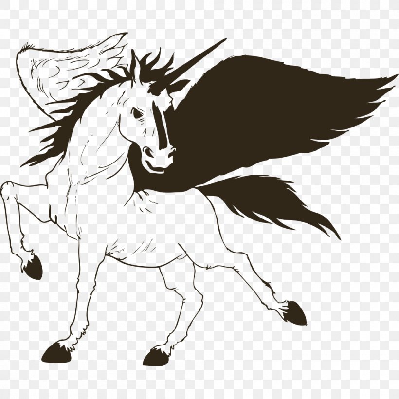 Unicorn Horse, PNG, 1000x1000px, Unicorn, Art, Artificial Intelligence, Black And White, Fictional Character Download Free