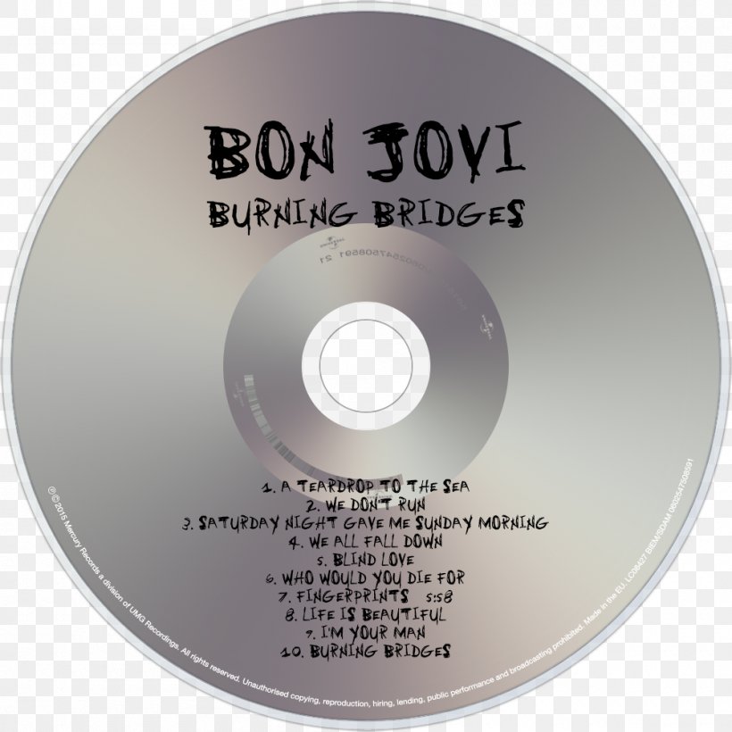 Compact Disc Burning Bridges 100,000,000 Bon Jovi Fans Can't Be Wrong Album, PNG, 1000x1000px, Watercolor, Cartoon, Flower, Frame, Heart Download Free
