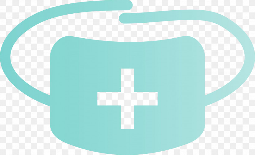 Aqua Turquoise Cross Teal Turquoise, PNG, 3000x1822px, Medical Mask, Aqua, Cross, Paint, Symbol Download Free