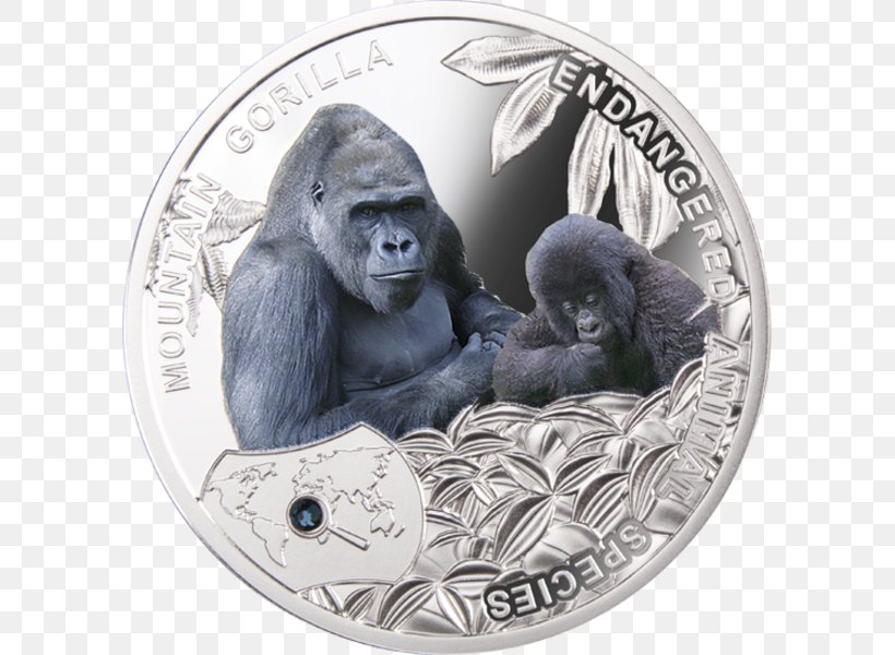 Gorilla Silver Coin Currency Bullion Coin, PNG, 600x600px, Gorilla, American Silver Eagle, Bullion, Bullion Coin, Coin Download Free