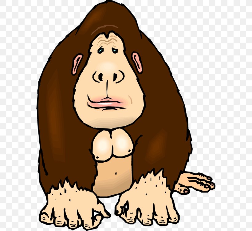 Clip Art Gorilla Image Monkey Download, PNG, 583x750px, Gorilla, Carnivoran, Cartoon, Cheek, Face Download Free