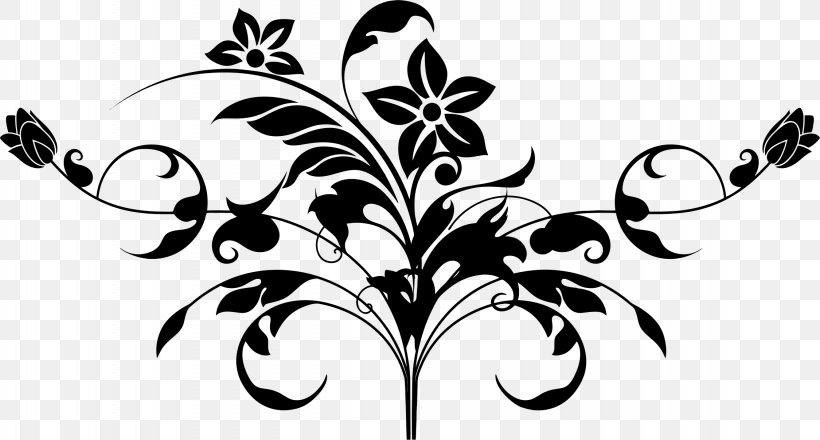 Flower Motif Clip Art, PNG, 2250x1210px, Flower, Art, Black, Black And White, Branch Download Free
