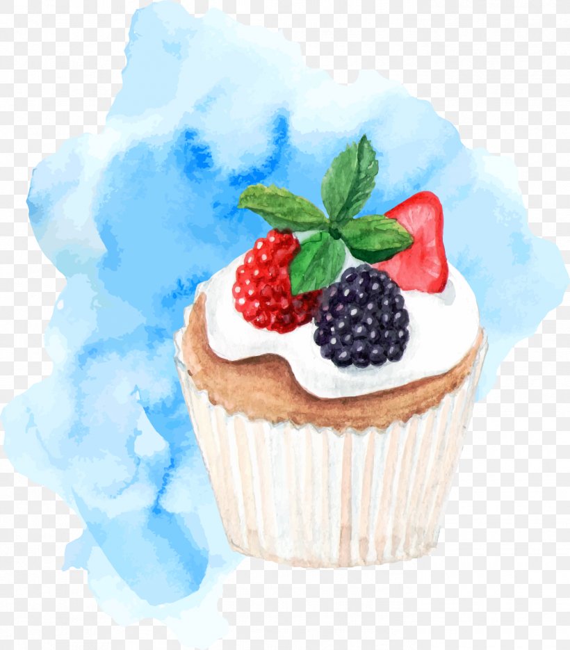 Ice Cream Cake Shortcake Dessert, PNG, 1399x1596px, Watercolor Painting, Berry, Blue, Buttercream, Cake Download Free