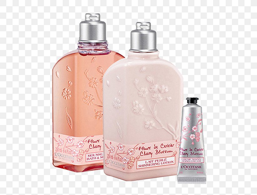 Lotion Shower Gel LOccitane En Provence Cream, PNG, 622x624px, Lotion, Bathroom, Cherry Blossom, Cosmetics, Cream Download Free