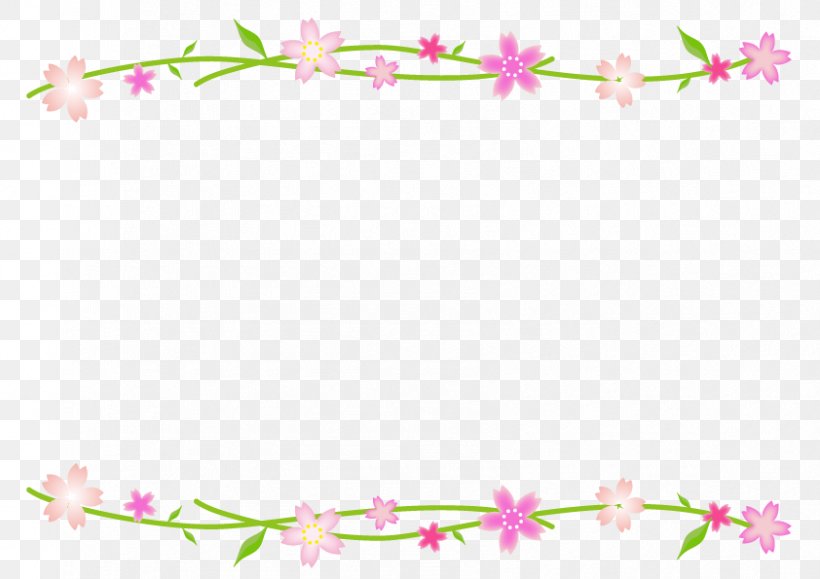 Simple Cherry Blossom Frame., PNG, 842x595px, Cherry Blossom, Area, Blossom, Branch, Color Download Free