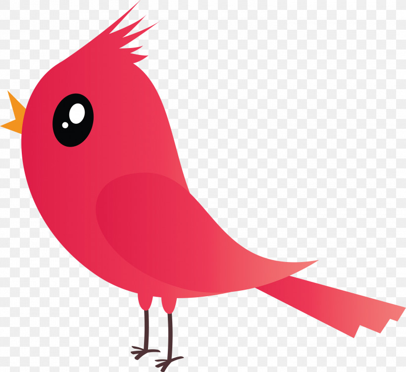 Bird Cardinal Red Beak Pink, PNG, 3000x2750px, Cartoon Bird, Beak, Bird, Cardinal, Cartoon Download Free