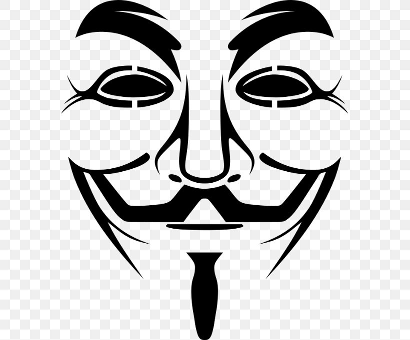 Guy Fawkes Mask Clip Art, PNG, 575x681px, Guy Fawkes Mask, Anonymous, Art, Artwork, Black And White Download Free