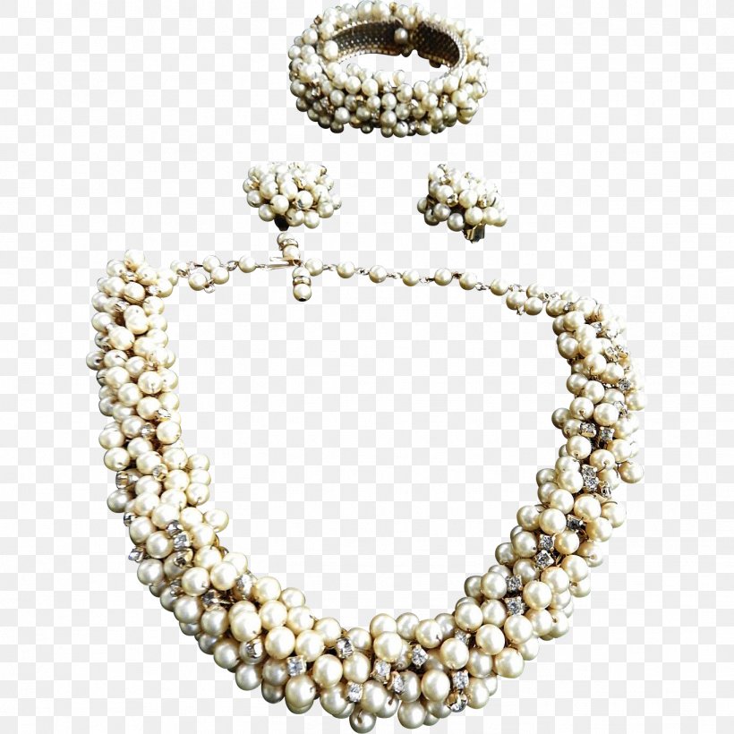Pearl Earring Parure Necklace Bracelet, PNG, 1368x1368px, Pearl, Bead, Body Jewellery, Body Jewelry, Bracelet Download Free