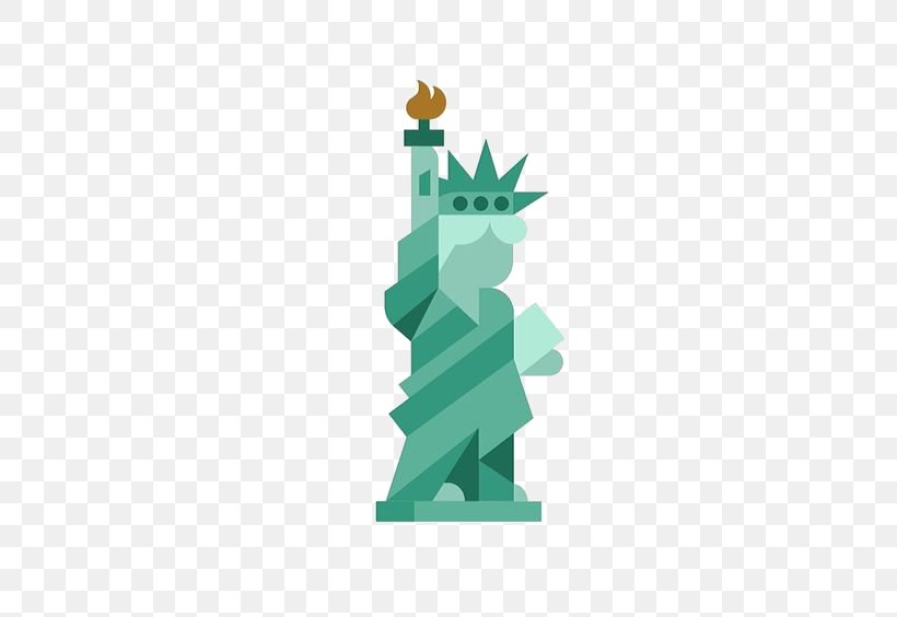 Statue Of Liberty Flat Design Landmark, PNG, 564x564px, Statue Of Liberty, Cartoon, Flat Design, Grass, Green Download Free