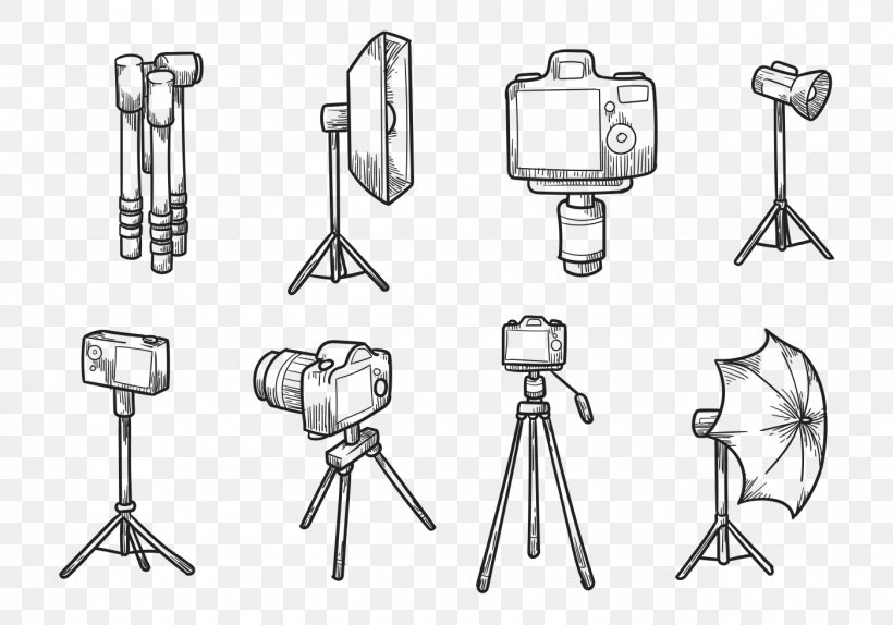 Drawing Tripod Camera, PNG, 1400x980px, Drawing, Area, Black And White, Body Jewelry, Camera Download Free