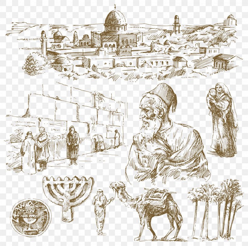 Western Wall Temple In Jerusalem Drawing Illustration, PNG, 1561x1550px, Western Wall, Art, Brass, Drawing, Jerusalem Download Free