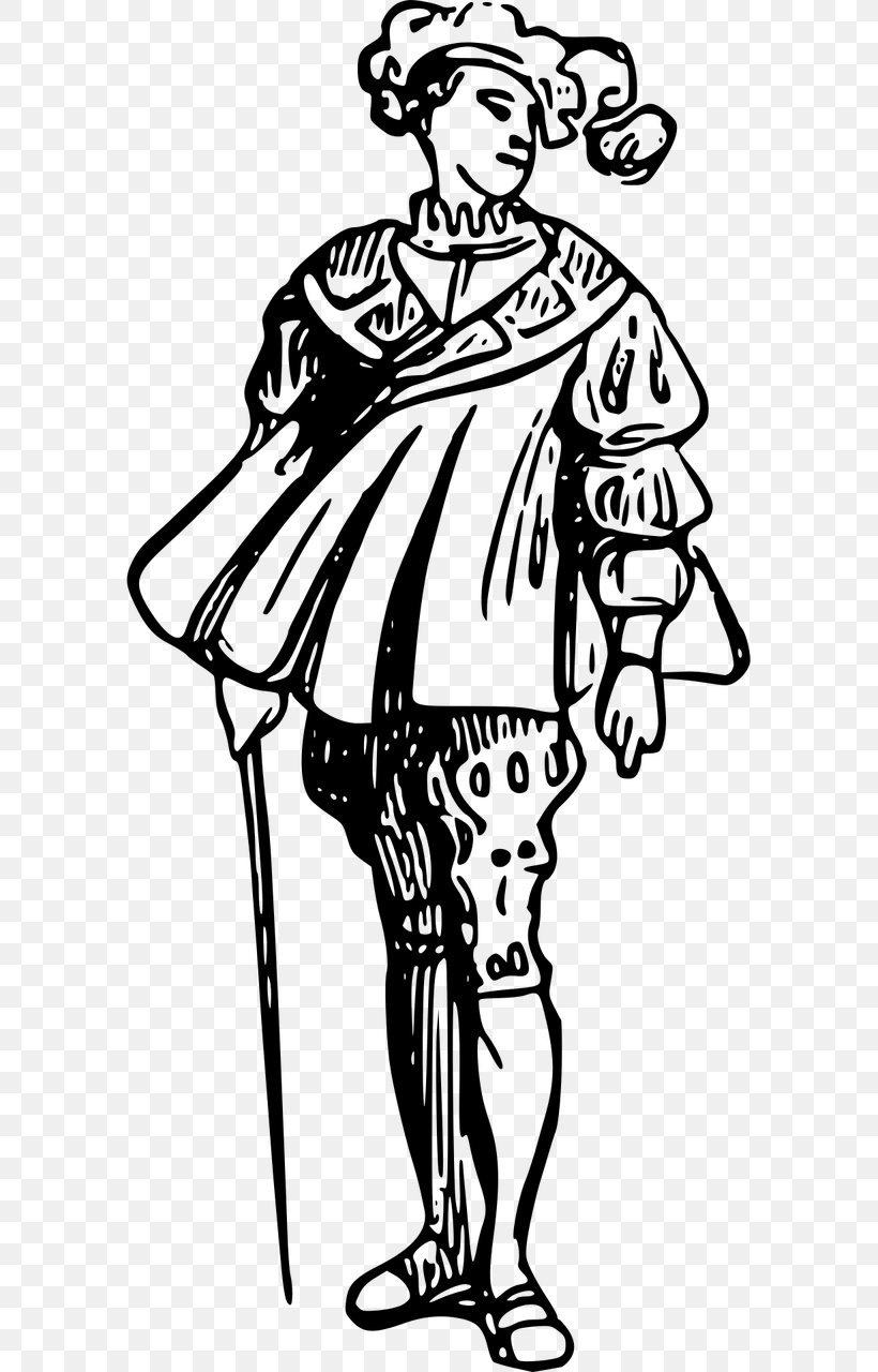 Clip Art 16th Century Vector Graphics Drawing, PNG, 640x1280px, 16th Century, Art, Blackandwhite, Clothing, Clothing Accessories Download Free