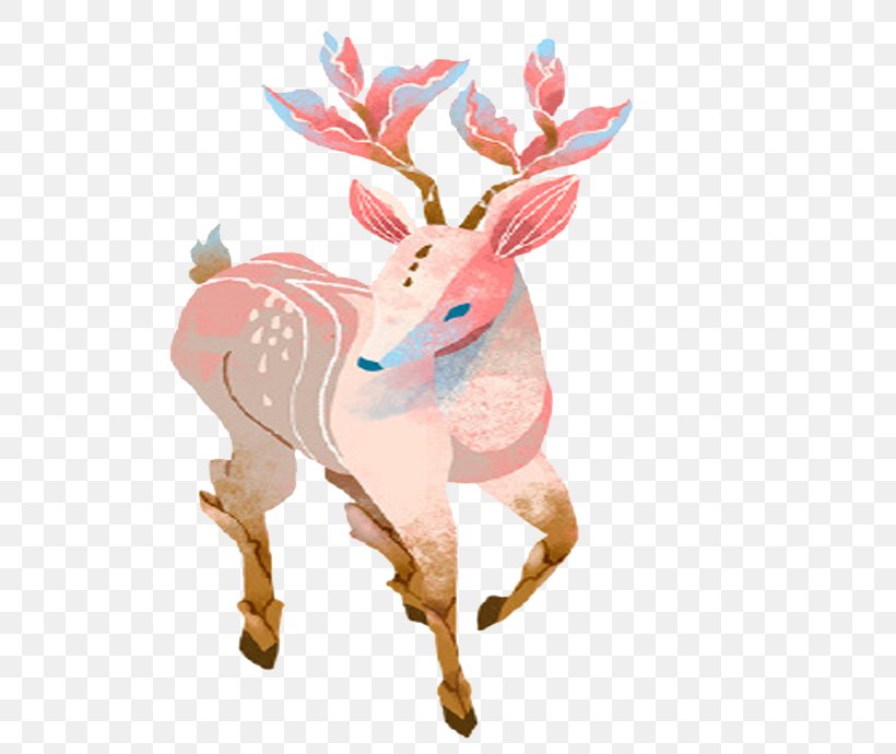 Reindeer Formosan Sika Deer Illustration, PNG, 690x690px, Reindeer, Antler, Deer, Formosan Sika Deer, Illustrator Download Free