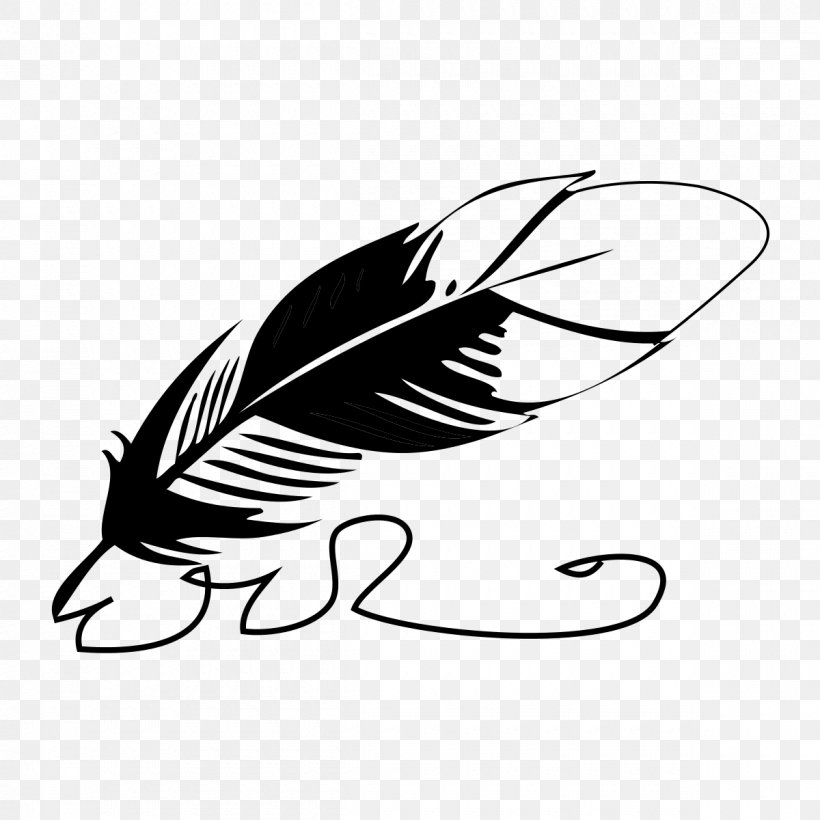 Feather, PNG, 1200x1200px, Feather, Blackandwhite, Fly, Line Art, Logo Download Free