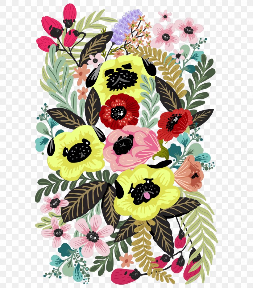 Floral Design Cut Flowers Pug, PNG, 1200x1371px, Floral Design, Art, Artist, Cut Flowers, Design By Humans Download Free