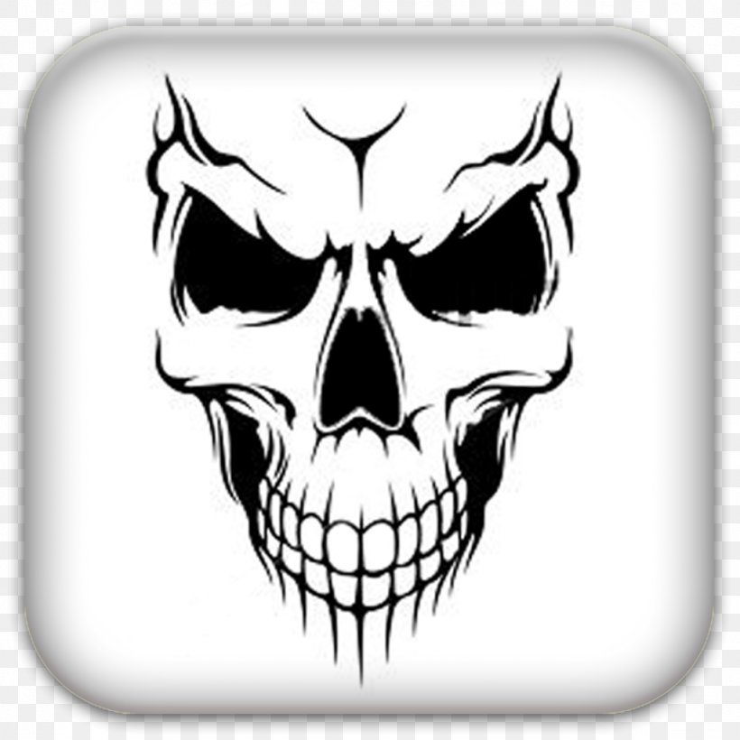 Skull, PNG, 1024x1024px, Skull, Black And White, Bone, Depositphotos, Drawing Download Free