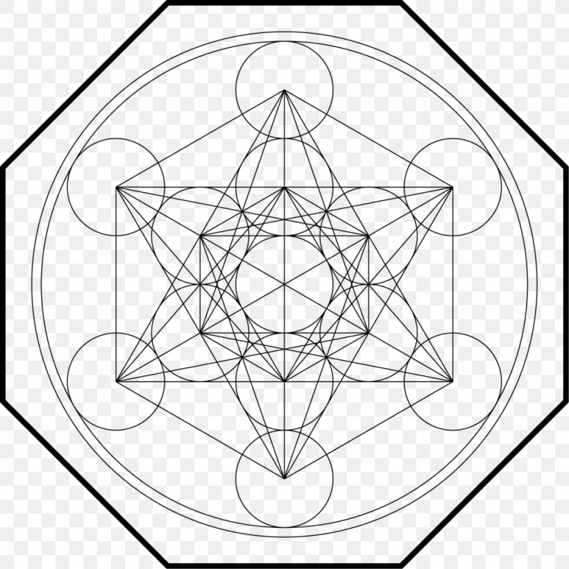 Metatron's Cube Sacred Geometry Overlapping Circles Grid, PNG, 1024x1024px, Metatron, Area, Art, Artwork, Black And White Download Free