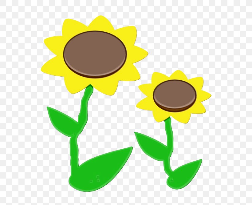Sunflower, PNG, 666x666px, Watercolor, Flower, Green, Paint, Plant Download Free
