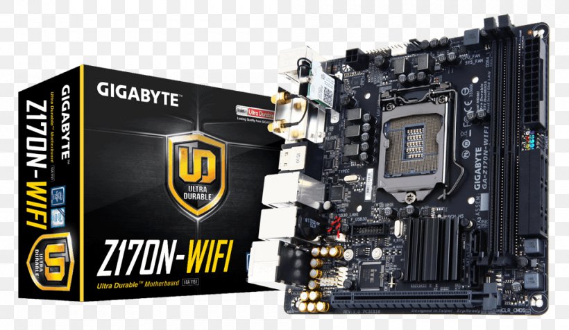 Intel LGA 1151 Mini-ITX Gigabyte Motherboard Z170N-Wifi 816 Gr Gigabyte Technology, PNG, 1000x581px, Intel, Atx, Computer Component, Computer Cooling, Computer Hardware Download Free