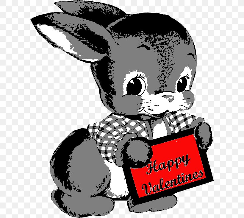 Valentine's Day Rabbit Clip Art Greeting Illustration, PNG, 619x732px, Rabbit, Art, Black And White, Cartoon, Character Download Free