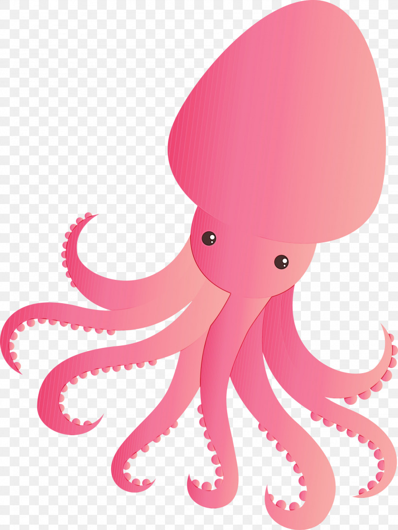 Octopus Giant Pacific Octopus Pink Octopus Cartoon, PNG, 2254x3000px, Watercolor, Animal Figure, Cartoon, Giant Pacific Octopus, Magenta Download Free
