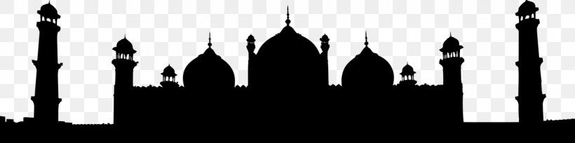 Badshahi Mosque Masjid Sultan Sheikh Zayed Mosque Umayyad Mosque, PNG, 1600x400px, Badshahi Mosque, Black And White, Building, History, Islam Download Free