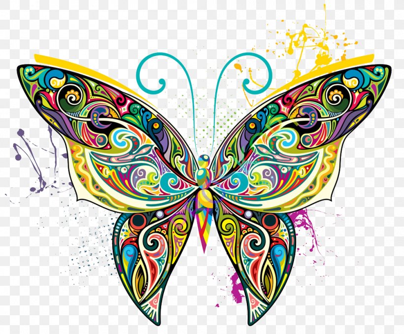 Butterfly Art Illustration, PNG, 1000x828px, Butterfly, Art, Art Museum, Brush Footed Butterfly, Color Download Free