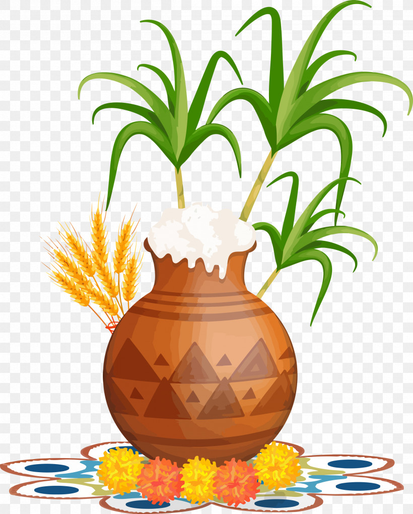 Happy Pongal Tai Pongal Thai Pongal, PNG, 2411x3000px, Happy Pongal, Ananas, Flowerpot, Houseplant, Pineapple Download Free