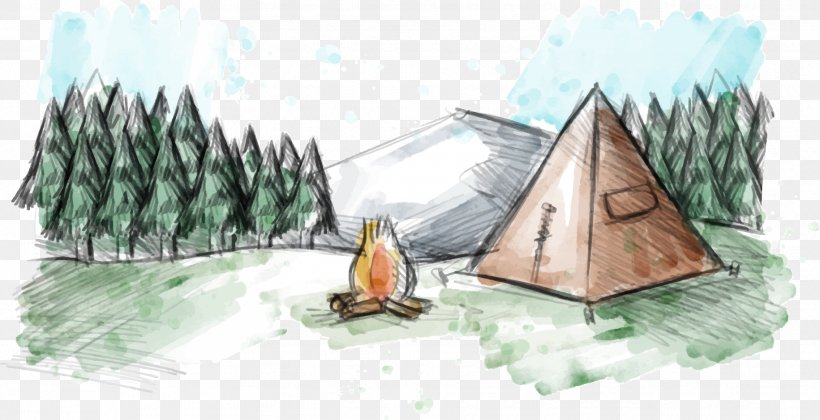 Madrean Pine-oak Woodlands Camping Watercolor Painting Euclidean Vector, PNG, 1831x940px, Madrean Pineoak Woodlands, Camping, Drawing, Forest, Hiking Download Free