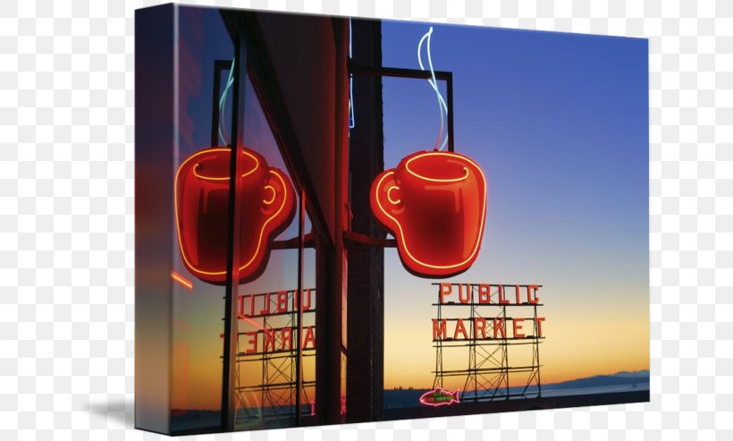 Pike Place Market Coffee In Seattle Canvas Print Marketplace Printing, PNG, 650x493px, Pike Place Market, Advertising, Art, Brand, Canvas Download Free