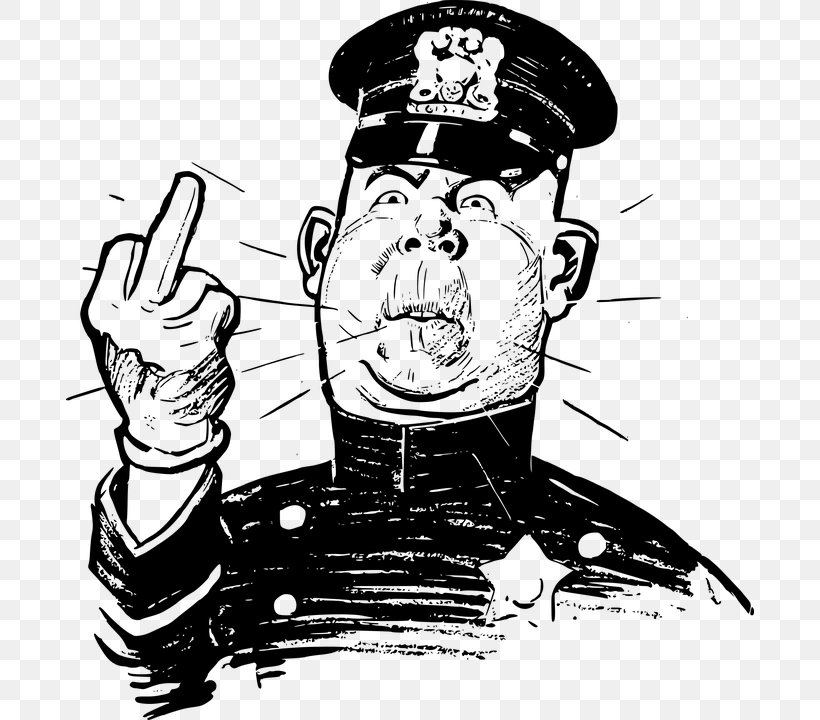 Police Officer The Finger Clip Art, PNG, 688x720px, Police Officer, Art, Black And White, Cartoon, Drawing Download Free