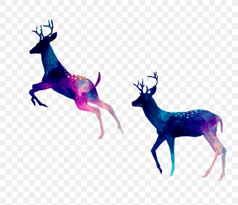 Reindeer Drawing Watercolor Painting, PNG, 1024x881px, Deer, Antler, Art, Drawing, Fauna Download Free