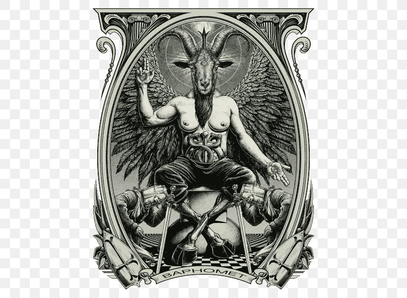 Baphomet Church Of Satan Satanism Knights Templar Demon, PNG, 600x600px, Baphomet, Art, Black And White, Church Of Satan, Deity Download Free