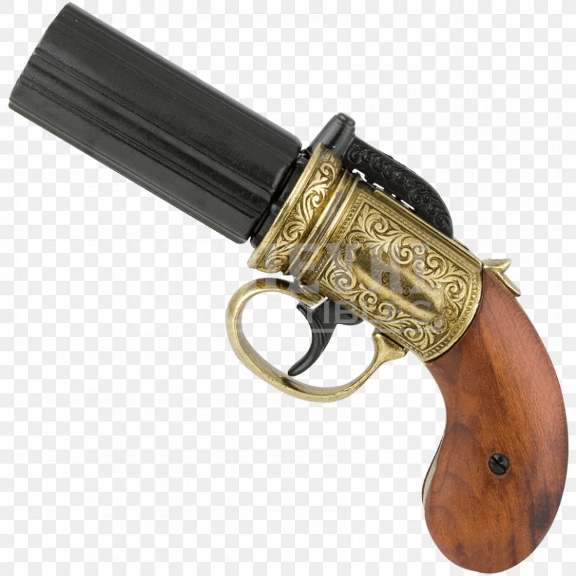 Firearm Revolver Pepper-box Gun Weapon, PNG, 850x850px, Firearm, Brass, Clothing Accessories, Dog, Engine Download Free