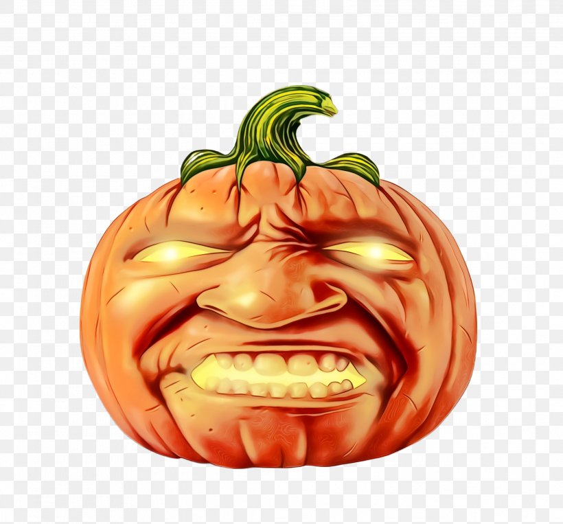 Pumpkin, PNG, 2072x1928px, Watercolor, Calabaza, Fruit, Head, Mouth Download Free