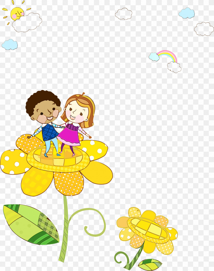 Cartoon Yellow Happy Smile Child, PNG, 2374x3000px, Watercolor, Cartoon, Child, Happy, Paint Download Free