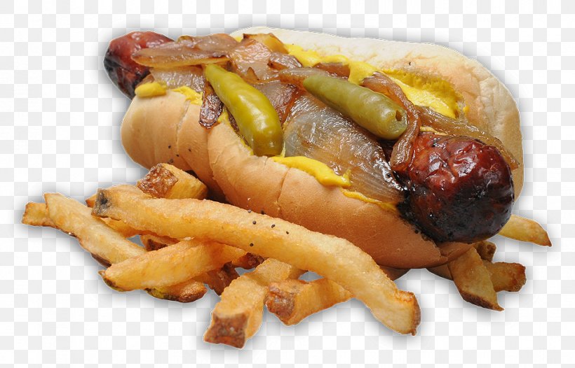 Chicago-style Hot Dog French Fries Gyro Polish Cuisine Fast Food, PNG, 964x619px, Chicagostyle Hot Dog, American Food, Animal Source Foods, Beef, Dish Download Free