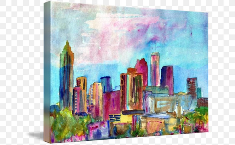 Skyline Watercolor Painting Modern Art, PNG, 650x505px, Skyline, Abstract Art, Acrylic Paint, Art, Artwork Download Free