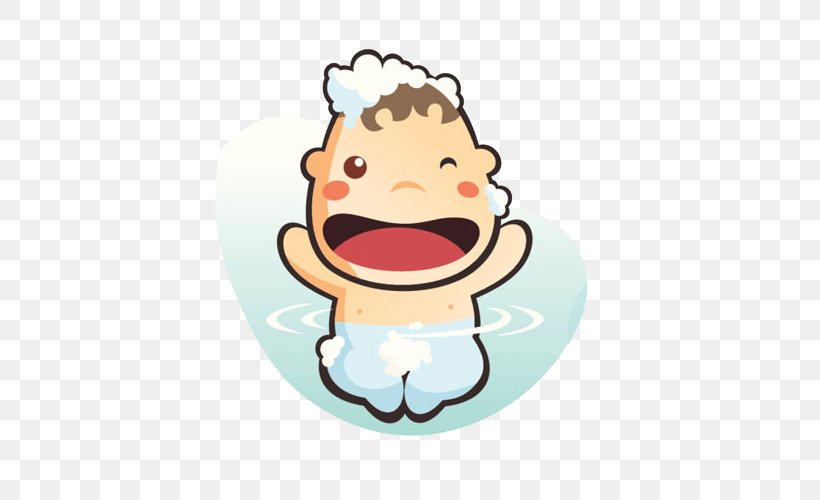 Bathing Smile Infant Illustration, PNG, 580x500px, Bathing, Cartoon, Child, Crying, Facial Expression Download Free