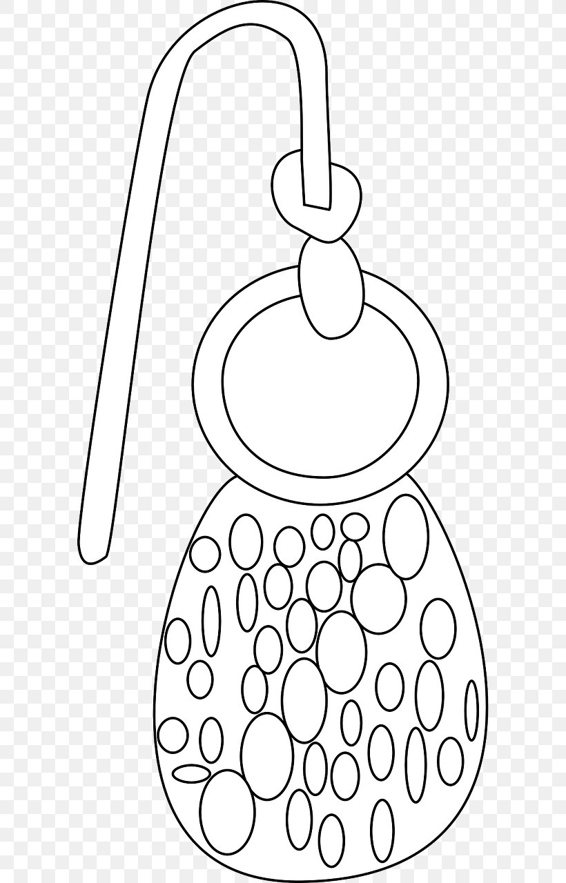 Earring Clip Art, PNG, 640x1280px, Earring, Black And White, Clothing, Coloring Book, Drawing Download Free