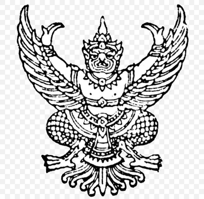 Thai Cuisine Emblem Of Thailand Garuda Clip Art, PNG, 730x800px, Thai Cuisine, Art, Artwork, Black And White, Emblem Of Thailand Download Free