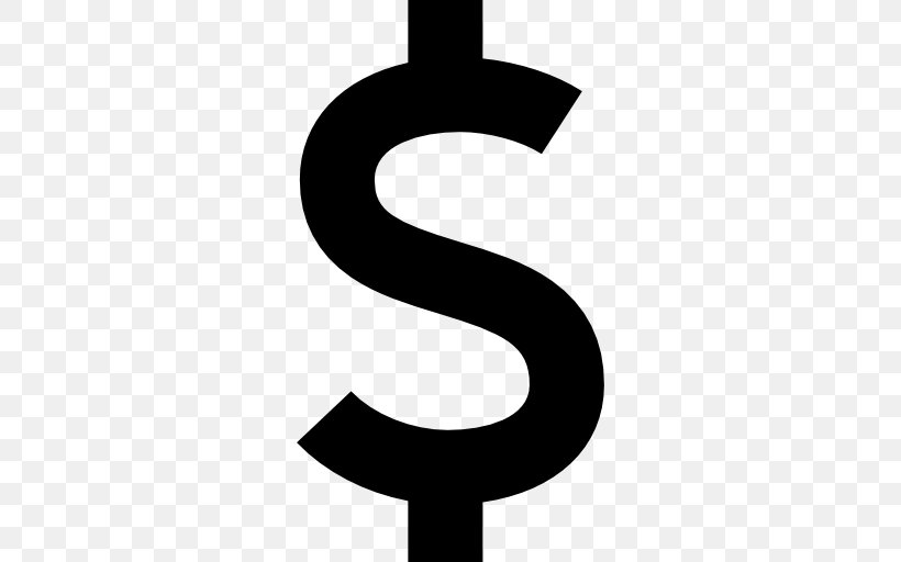 Dollar Sign Currency Symbol United States Dollar, PNG, 512x512px, Dollar Sign, Black And White, Currency, Currency Symbol, Dollar Download Free