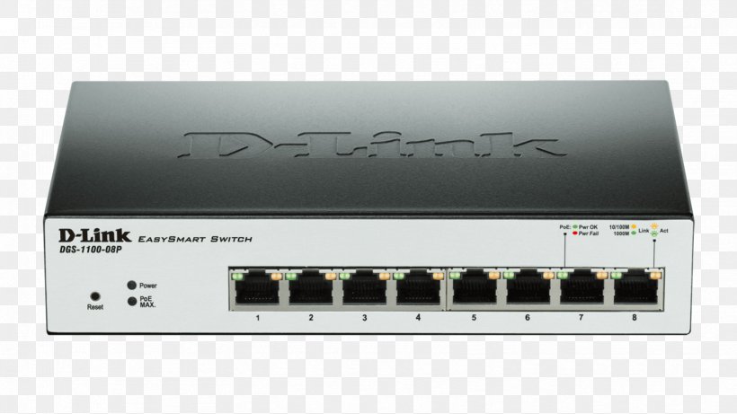 Power Over Ethernet D-Link DGS-1100-08 Gigabit Ethernet Network Switch, PNG, 1664x936px, Power Over Ethernet, Computer Network, Dlink, Dlink Dgs110008, Electronic Component Download Free