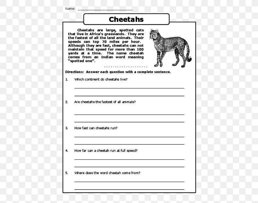 Reading Comprehension Cheetah Teacher Understanding, PNG, 500x647px, Reading Comprehension, Area, Black And White, Cheetah, Class Download Free