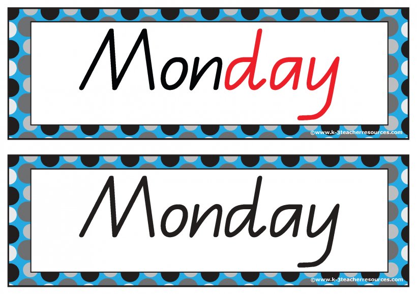 days of week clipart starting with sunday