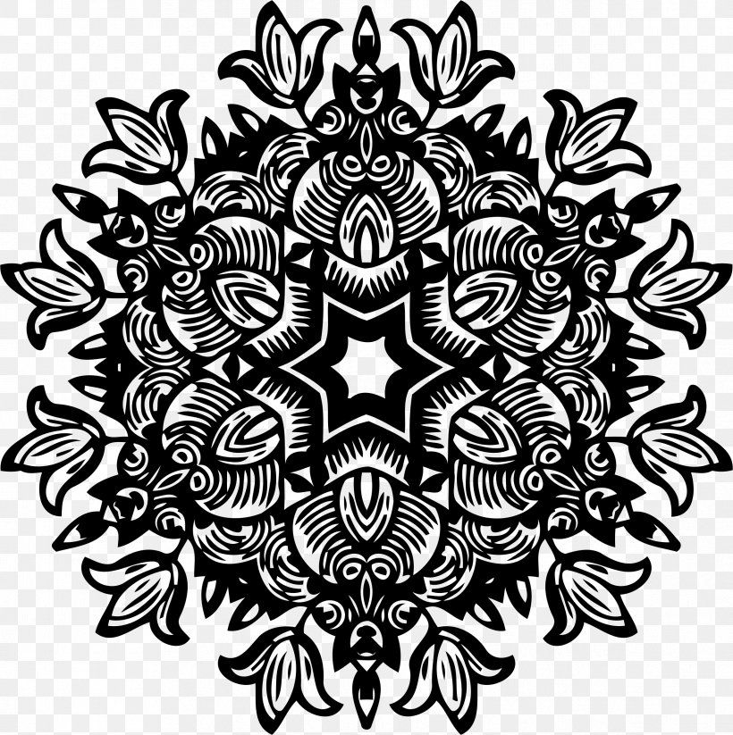 Flower Visual Arts Pattern, PNG, 2386x2396px, Flower, Art, Black And White, Drawing, Floral Design Download Free