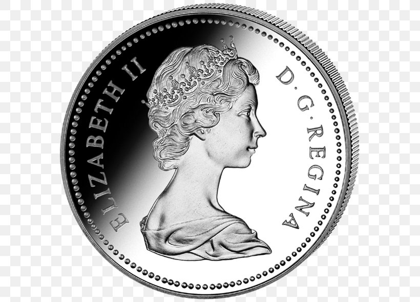 Dollar Coin Silver Canada United States Dollar, PNG, 600x590px, Coin, Black And White, Canada, Collecting, Commemorative Coin Download Free